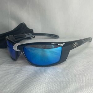 Strike King Pro Elite Polarized Sunglasses Black Wrap Blue Lens Fishing Hunting